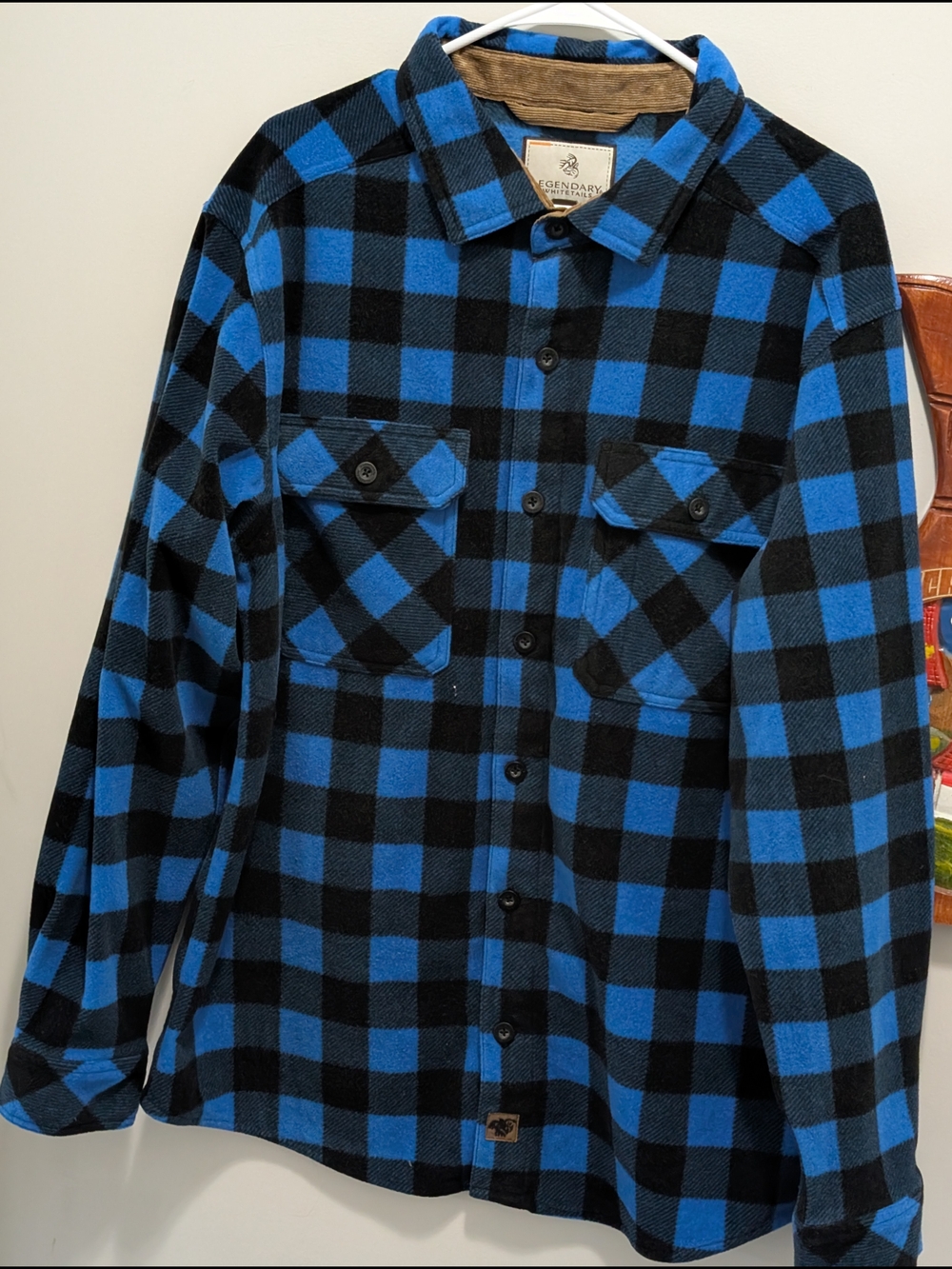 Legendary Whitetails Blue and Black Plaid Button-Up Shirt
